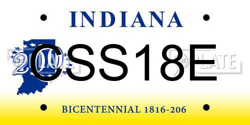 CSS18E Indiana License Plate