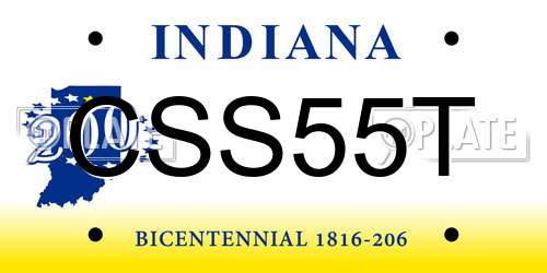 CSS55T Indiana License Plate