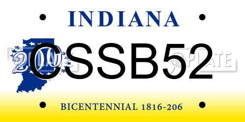 CSSB52 Indiana License Plate