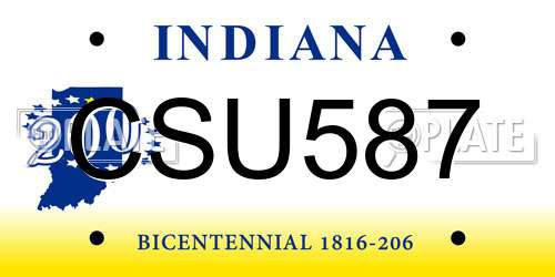 CSU587 Indiana License Plate