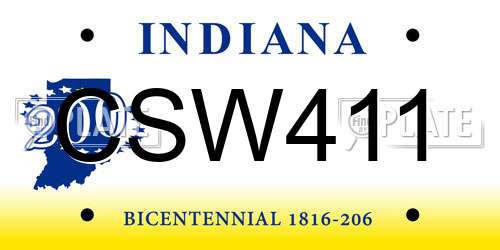 CSW411 Indiana License Plate