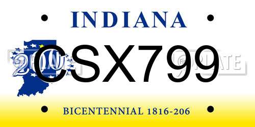 CSX799 Indiana License Plate