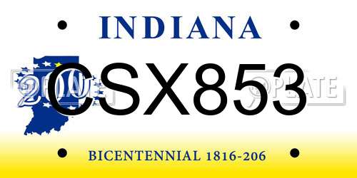 CSX853 Indiana License Plate