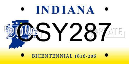 CSY287 Indiana License Plate
