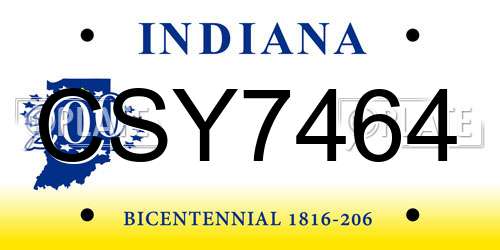 CSY7464 Indiana License Plate