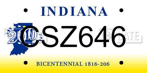 CSZ646 Indiana License Plate