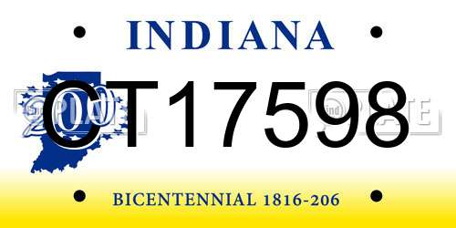 CT17598 Indiana License Plate