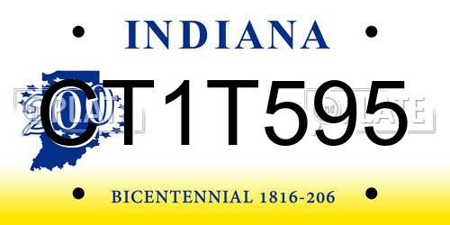 CT1T595 Indiana License Plate