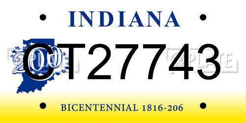 CT27743 Indiana License Plate