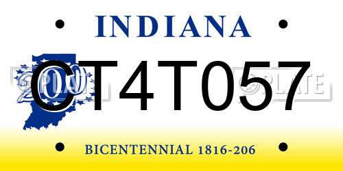 CT4T057 Indiana License Plate