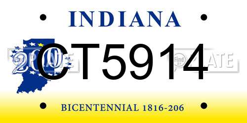 CT5914 Indiana License Plate
