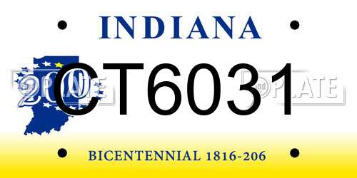 CT6031 Indiana License Plate