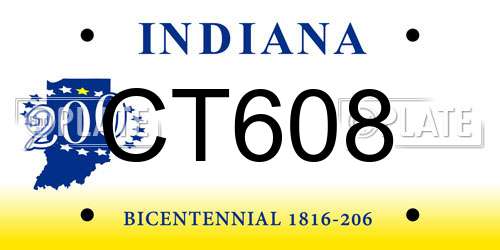 CT608 Indiana License Plate
