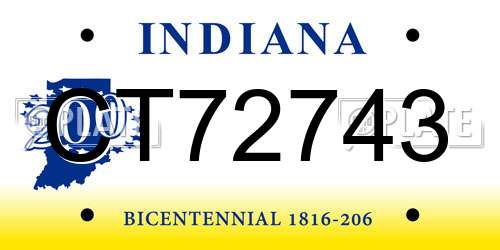 CT72743 Indiana License Plate