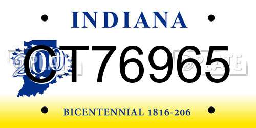 CT76965 Indiana License Plate