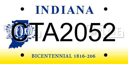 CTA2052 Indiana License Plate