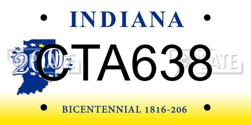 CTA638 Indiana License Plate