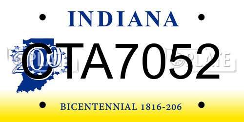 CTA7052 Indiana License Plate