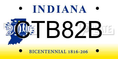 CTB82B Indiana License Plate