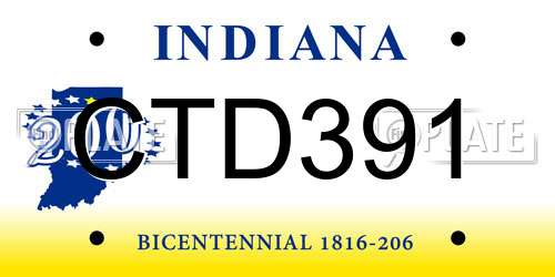 CTD391 Indiana License Plate