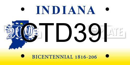 CTD39I Indiana License Plate
