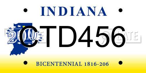 CTD456 Indiana License Plate
