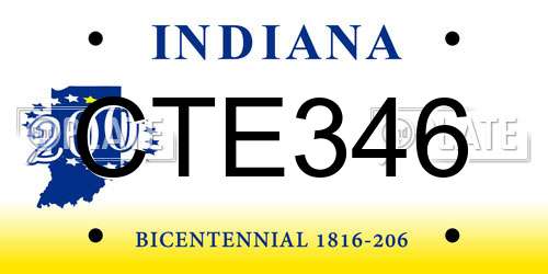 CTE346 Indiana License Plate