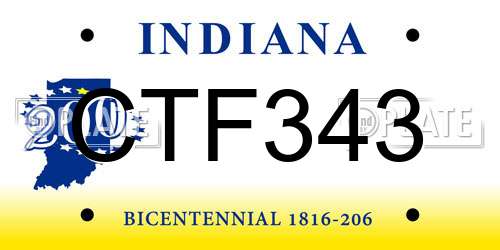 CTF343 Indiana License Plate