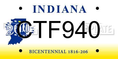 CTF940 Indiana License Plate