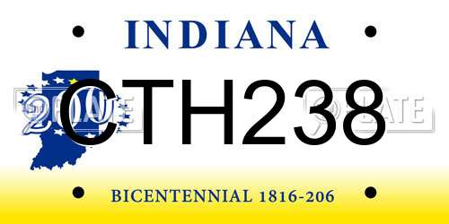 CTH238 Indiana License Plate
