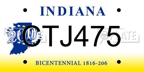 CTJ475 Indiana License Plate