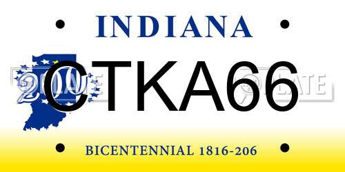 CTKA66 Indiana License Plate