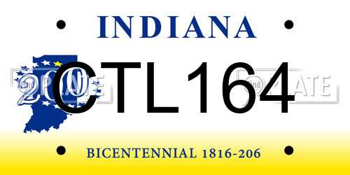 CTL164 Indiana License Plate