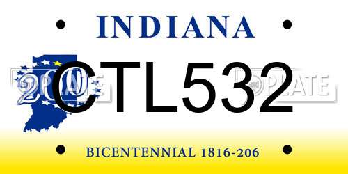 CTL532 Indiana License Plate