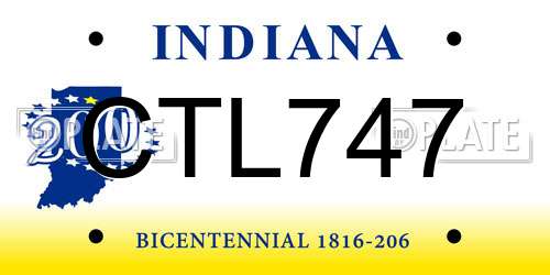 CTL747 Indiana License Plate