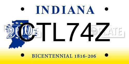 CTL74Z Indiana License Plate