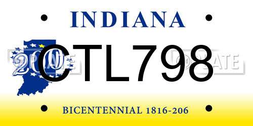 CTL798 Indiana License Plate