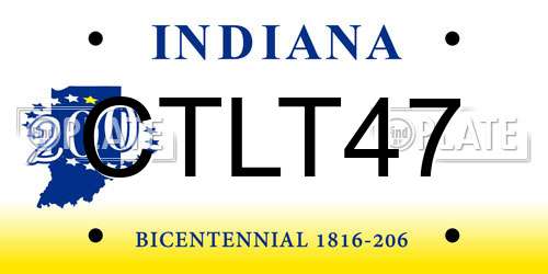 CTLT47 Indiana License Plate