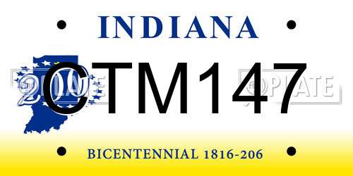 CTM147 Indiana License Plate