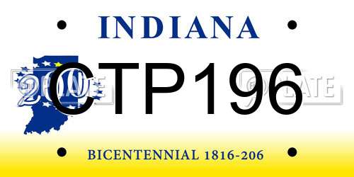 CTP196 Indiana License Plate