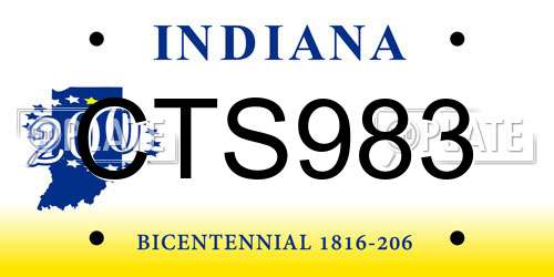 CTS983 Indiana License Plate
