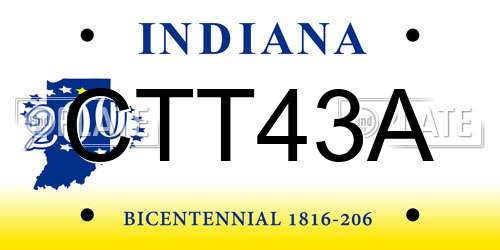 CTT43A Indiana License Plate