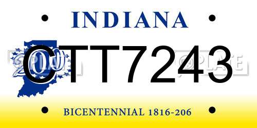 CTT7243 Indiana License Plate