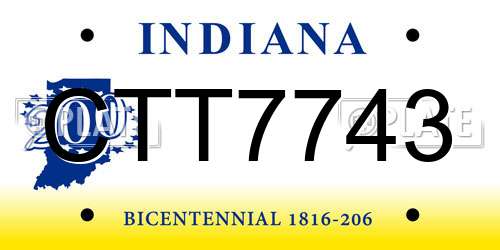 CTT7743 Indiana License Plate