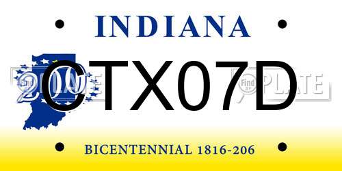 CTX07D Indiana License Plate