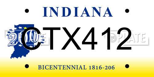 CTX412 Indiana License Plate