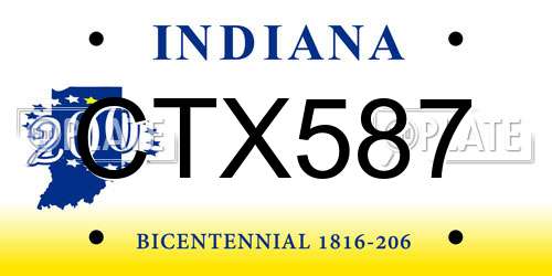 CTX587 Indiana License Plate