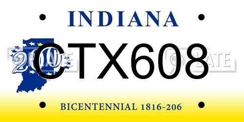 CTX608 Indiana License Plate