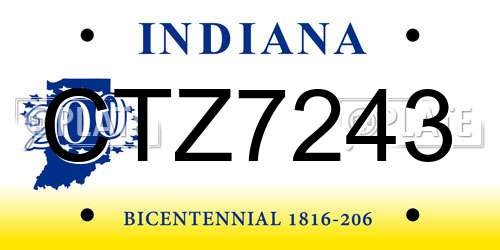 CTZ7243 Indiana License Plate