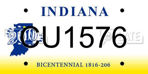 CU1576 Indiana License Plate